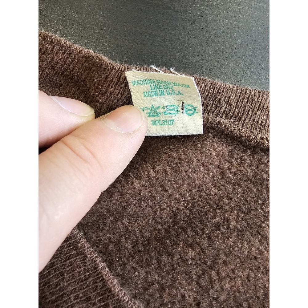 True Vintage Washington Mills WPL3107 Boxy Medium 38-40 Brown V-neck Sweater - Picture 6 of 6